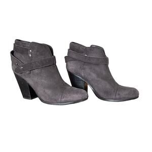 Rag & Bone Harrow Waxy Suede Gray High Heel Ankle Bootie 39.5 US 9.5